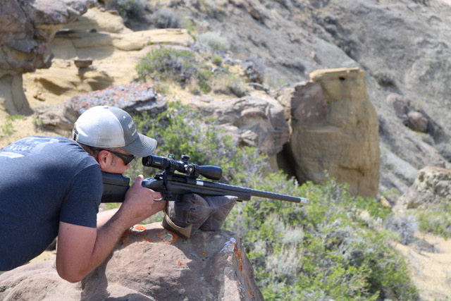 Field shooting position in badlands country.